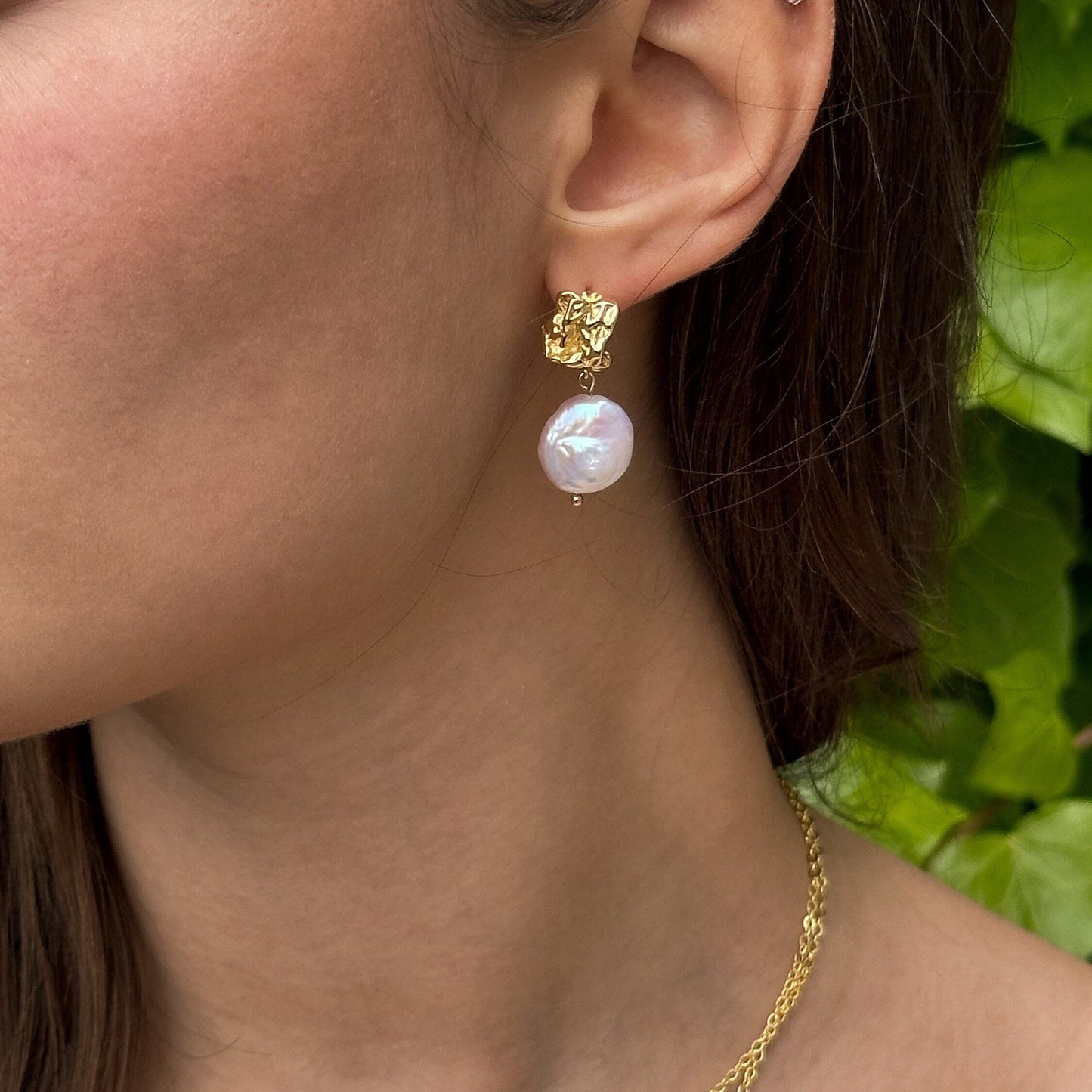 Baroque coin pearl drop earrings