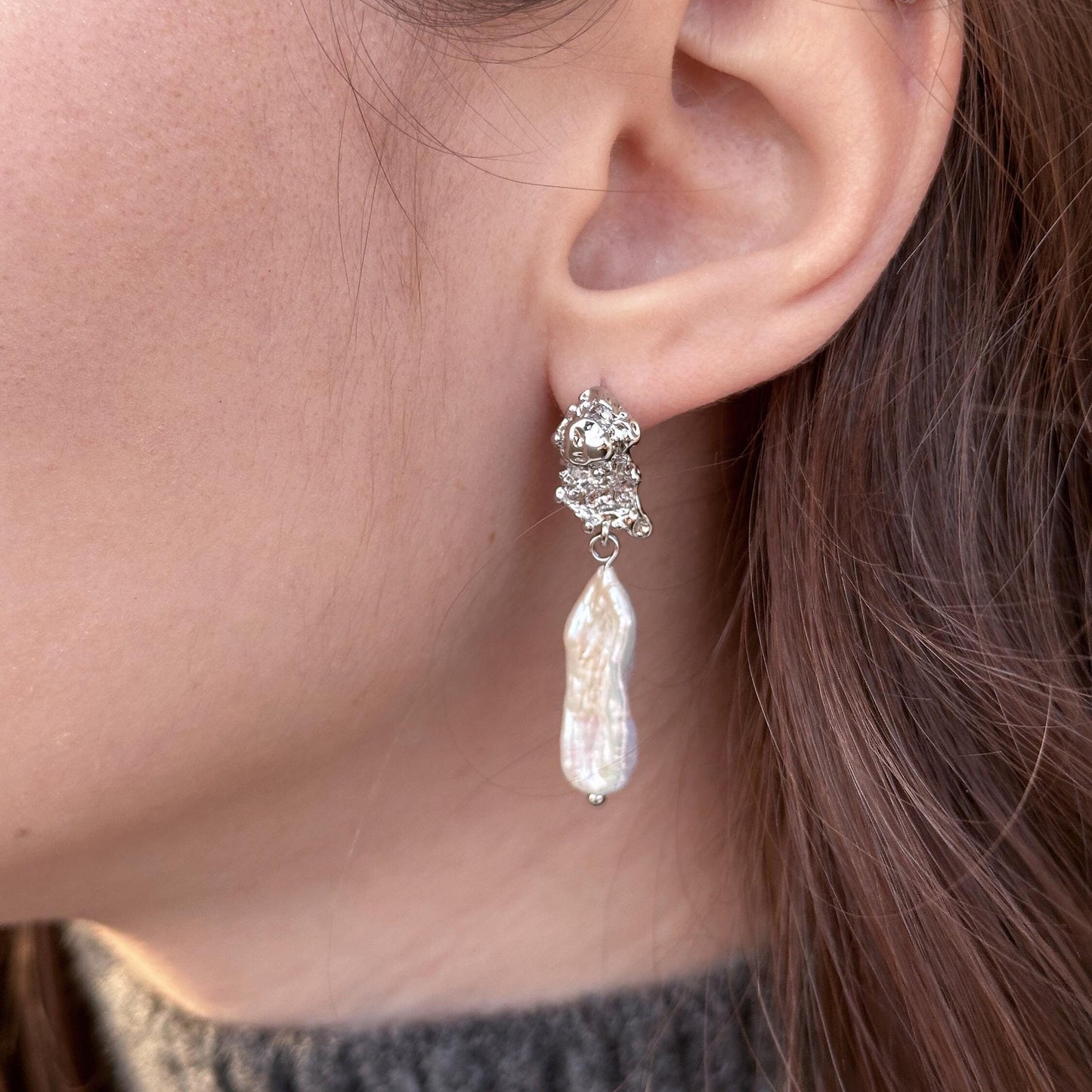 Biwa Baroque Pearl Earrings – Long Freshwater Drop Earrings