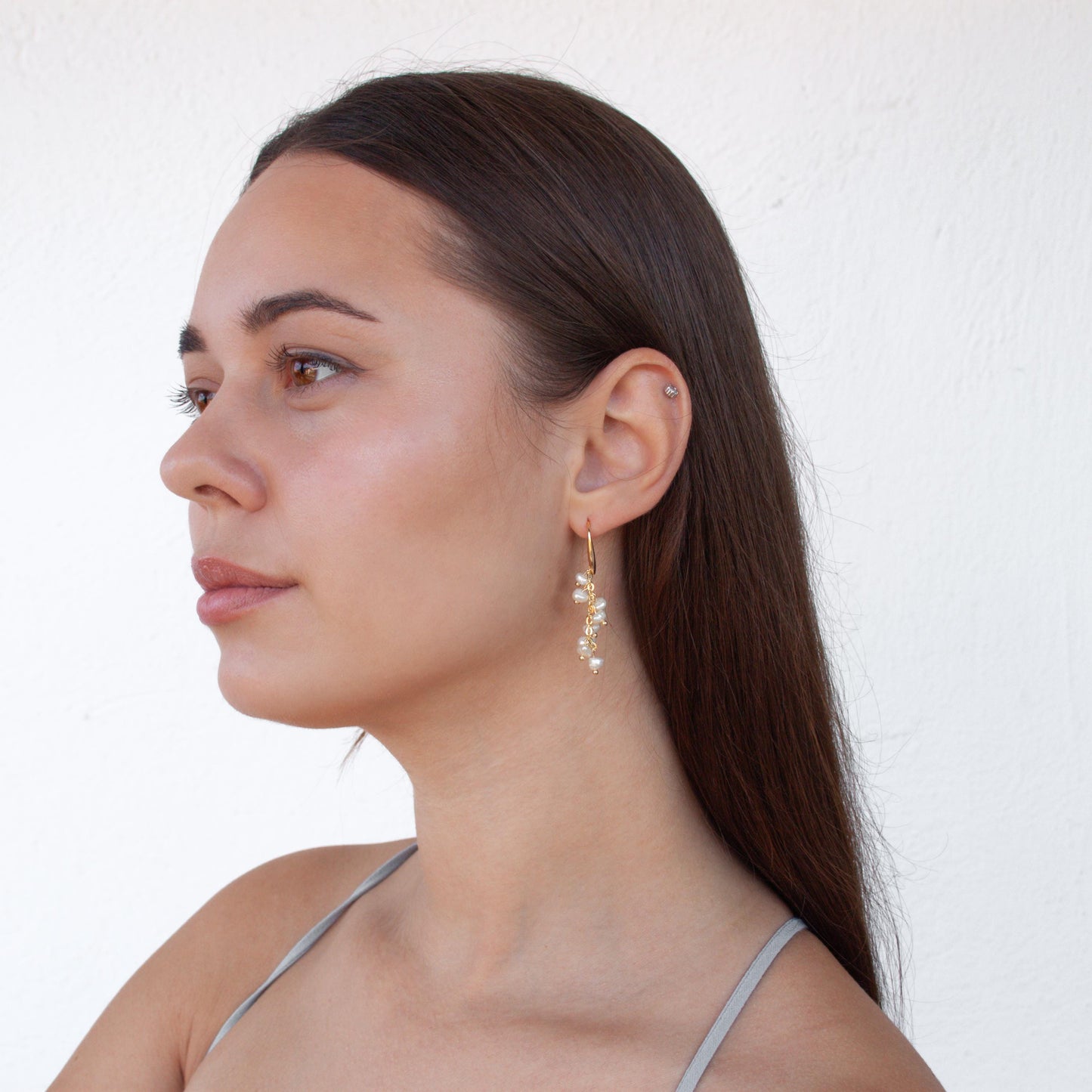 Cluster pearl hook earrings