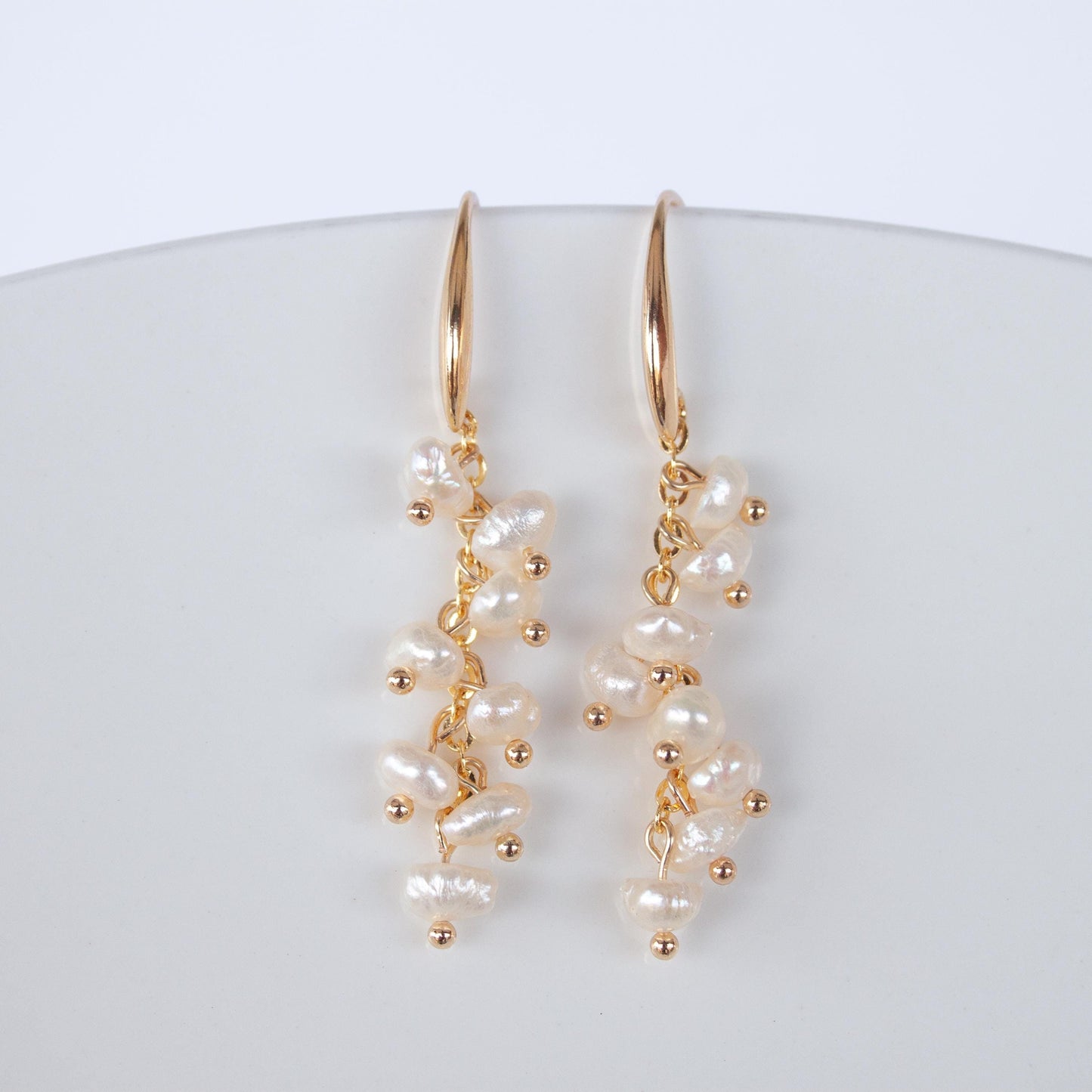 Cluster pearl hook earrings