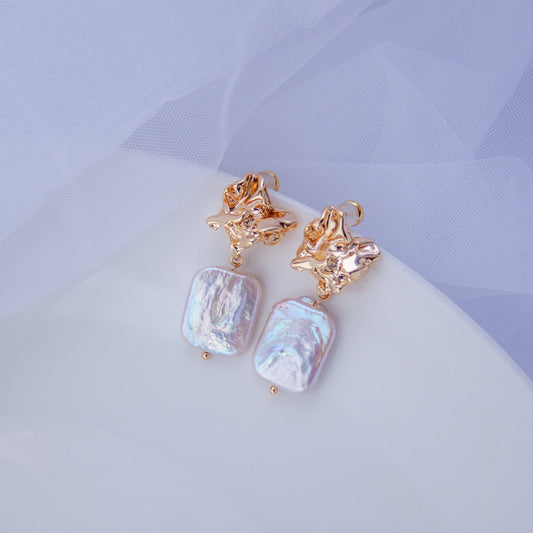 Large Irregular Baroque Pearl Earrings – Statement Wedding Jewelry, Unique Gift for Mother