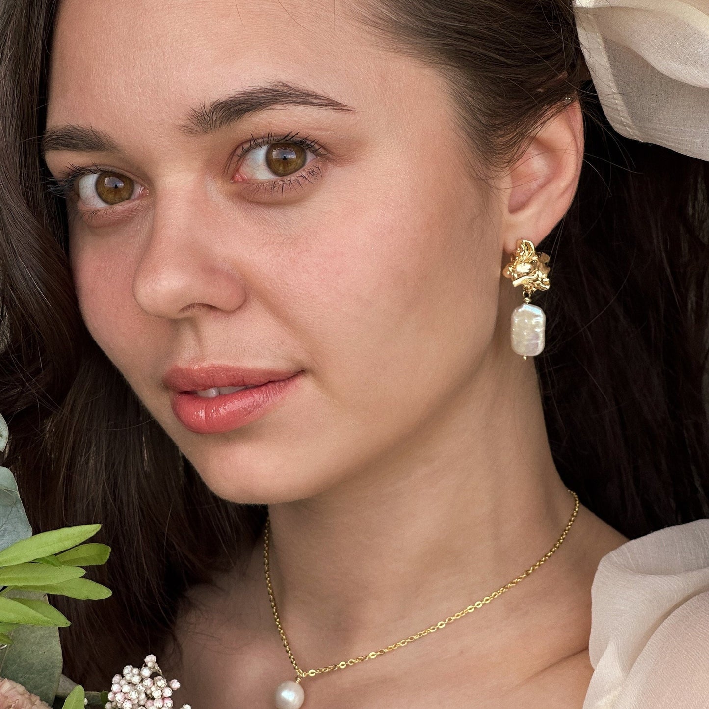 Large Irregular Baroque Pearl Earrings – Statement Wedding Jewelry, Unique Gift for Mother