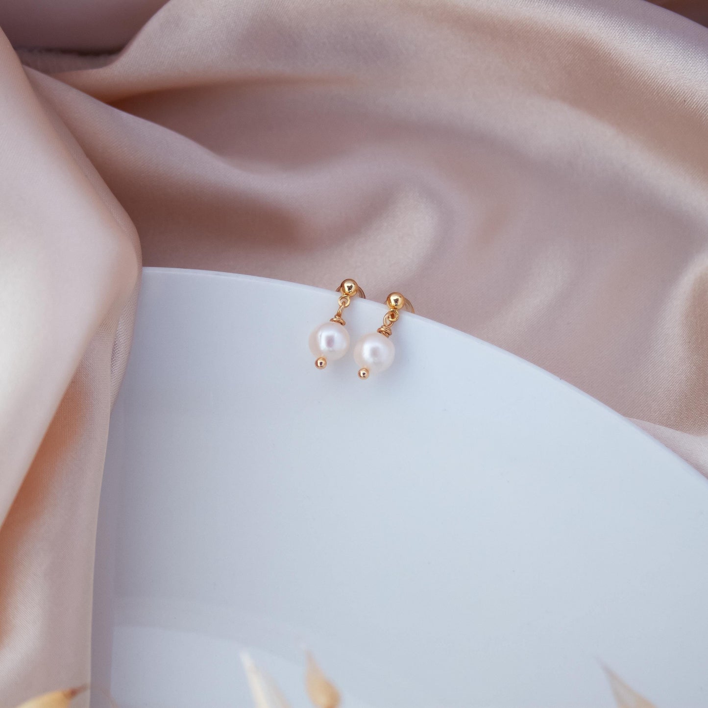 Small Pearl Earrings – 18K Gold Plated Dainty Pearl Studs, Minimalist Wedding Jewelry, Bridal Pearl Earrings, Christmas Gift for Her