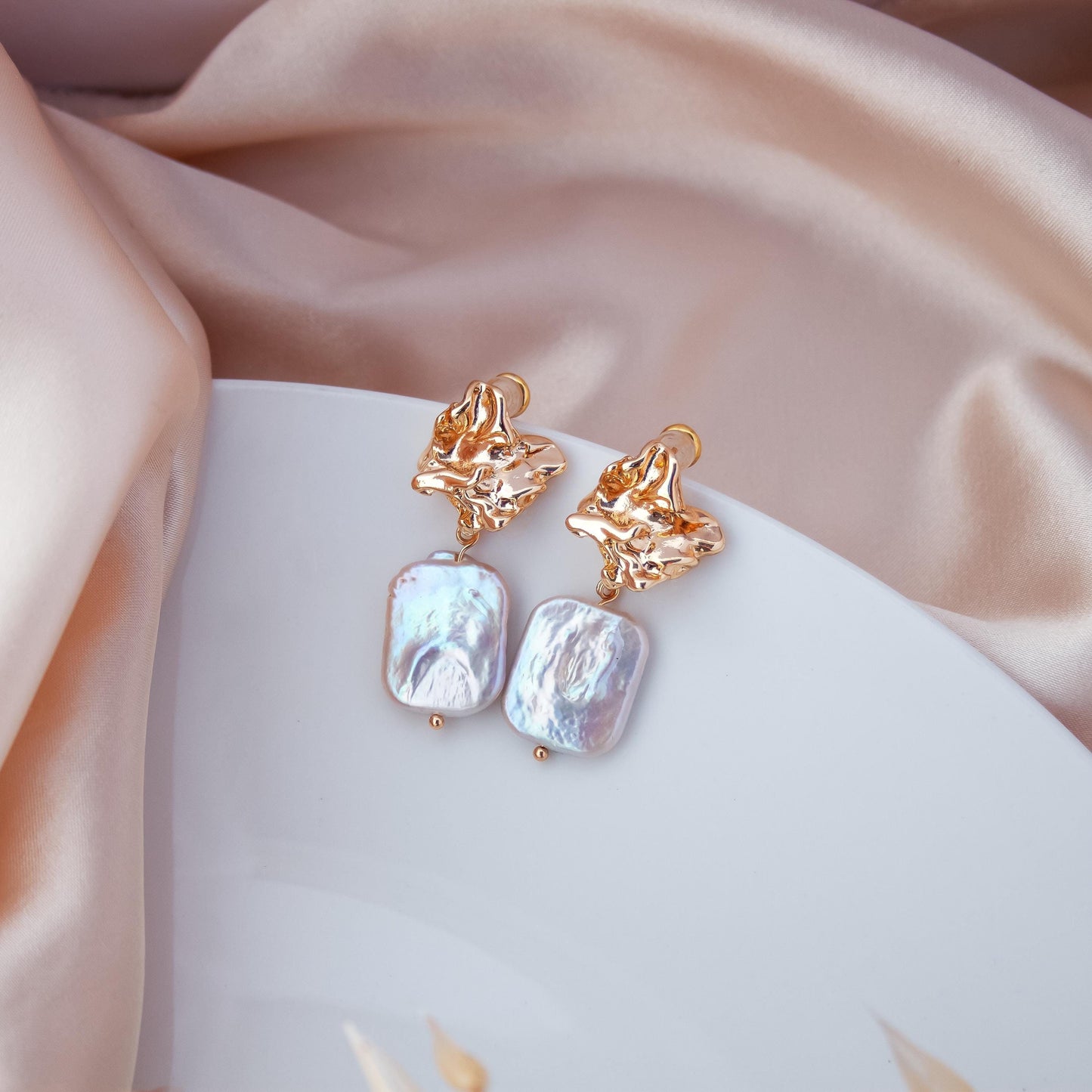 Large Irregular Baroque Pearl Earrings – Statement Wedding Jewelry, Unique Gift for Mother